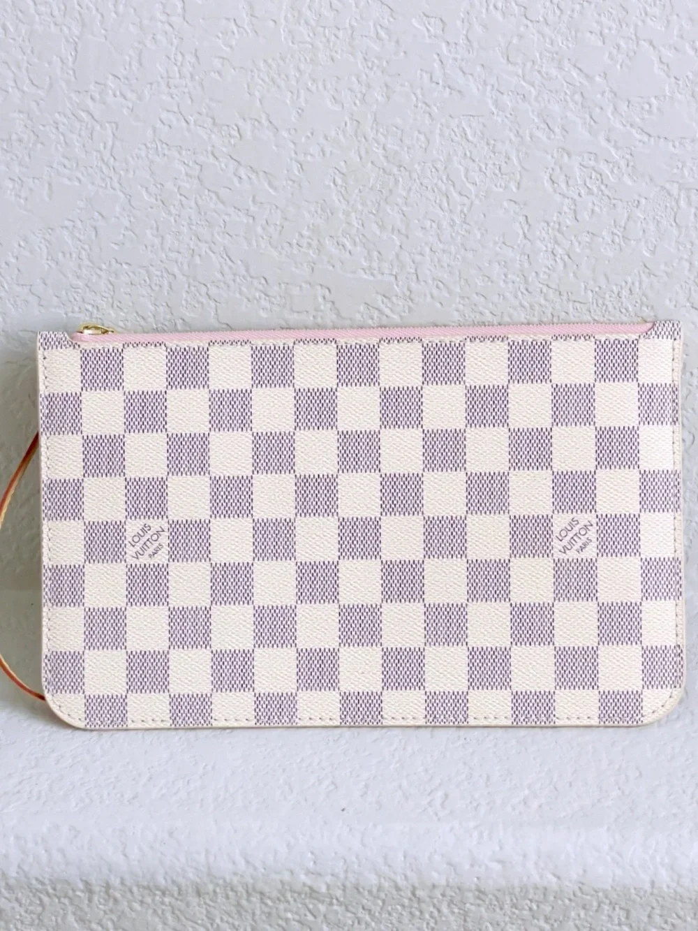 Louis Vuitton LV Damier Azur Canvas Leather Neverfull Pouch